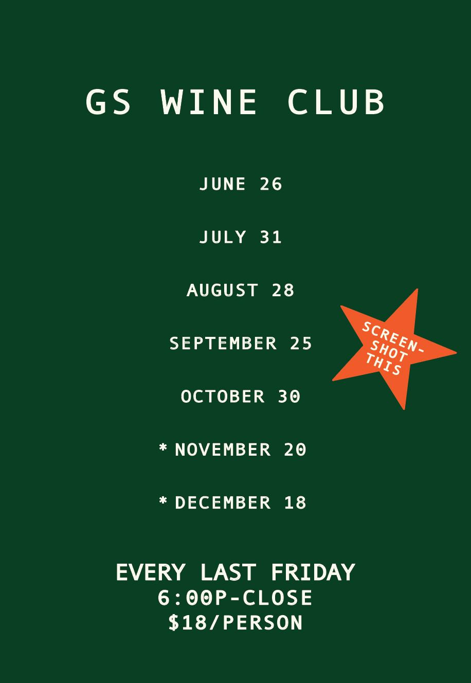 Wine Club - Dec 18th Event Event 